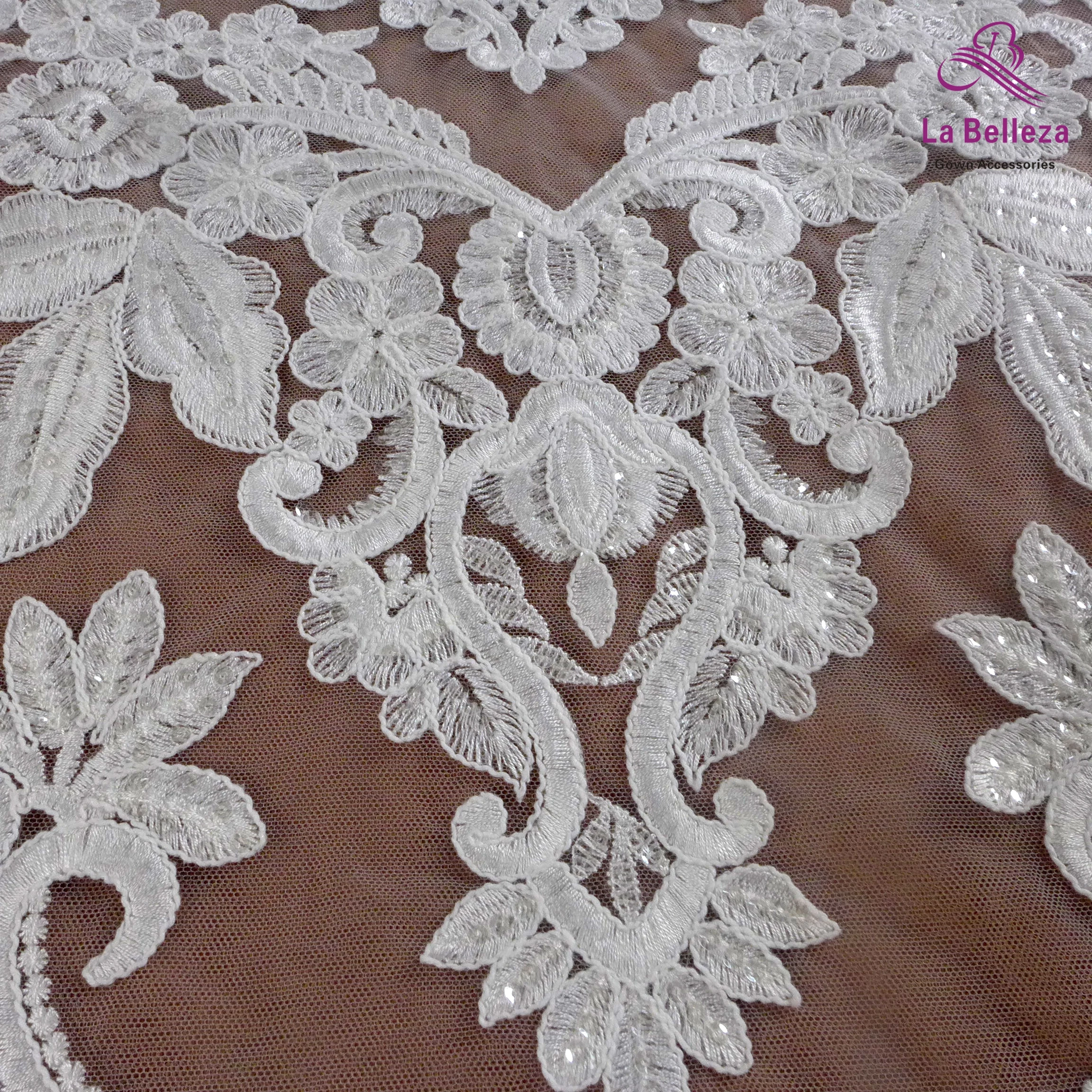 Высококачественная белая кружевная ткань с блестками для свадебного/вечернего