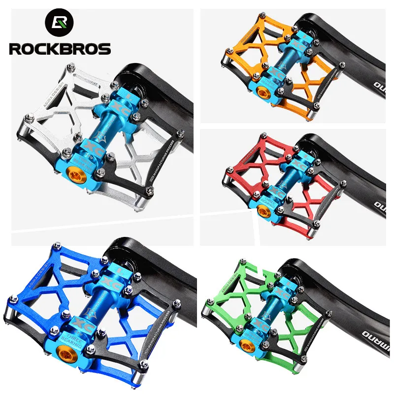 Плоские велосипедные педали ROCKBROS MTB на платформе разноцветные BMX для активного