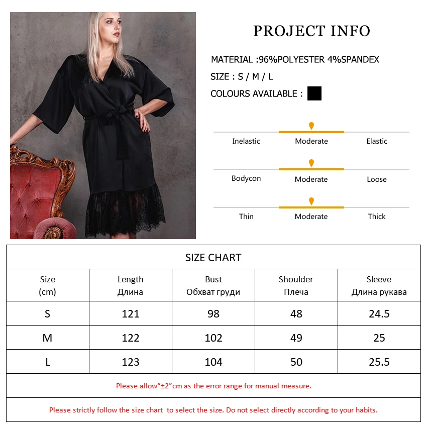 

Night Dress Lace Splicing Robes Sleep Clothes For Women Robe Sleepwear Three Quarter Sleeve Sexy Pajama Satin Robes Home