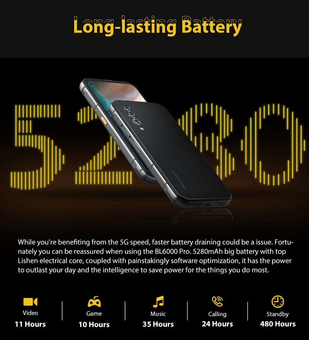 Blackview BL6000 Pro 5G Smartphone IP68 Waterproof 48MP Triple Camera 8GB+256GB  6.36 Inch 5280mAh Global Version Mobile Phone best ram for gaming