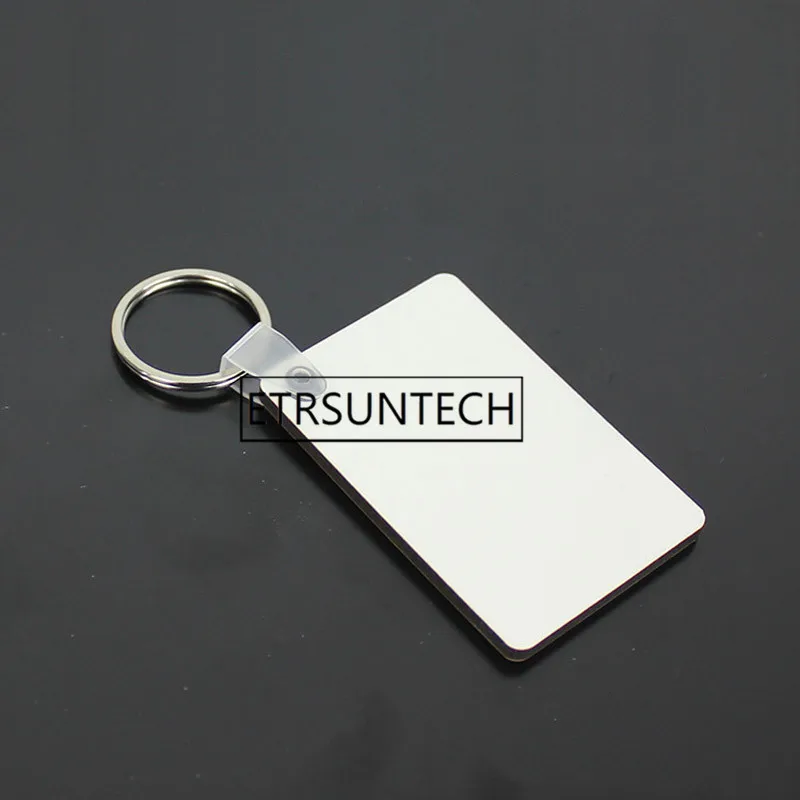 

200 шт. сублимационный чистый брелок MDF прямоугольный деревянный брелок для ключей с термопереносным двусторонним кольцом для ключей белый ...