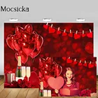 Mocsicka красный любовь сердце день Святого Валентина фон воздушный шар розовый медведь женщина День рождения Свадьба Фотография фон для фотостудии