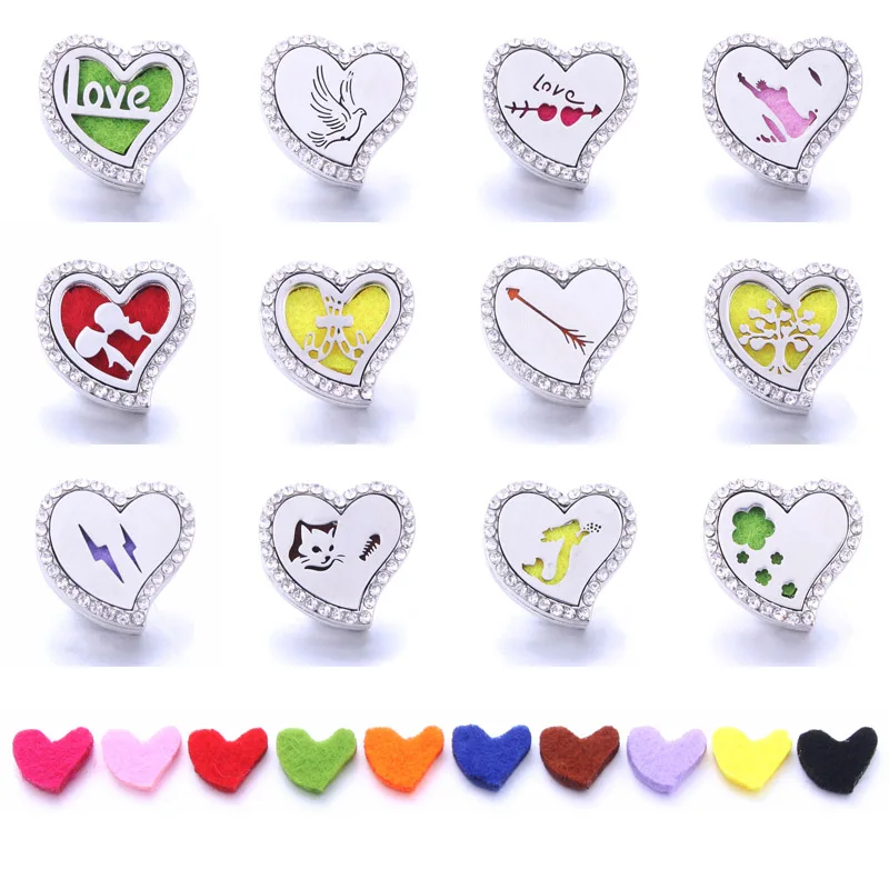 Аромадиффузор в форме сердца 18 мм кнопки медальон для духов магнитный диффузор