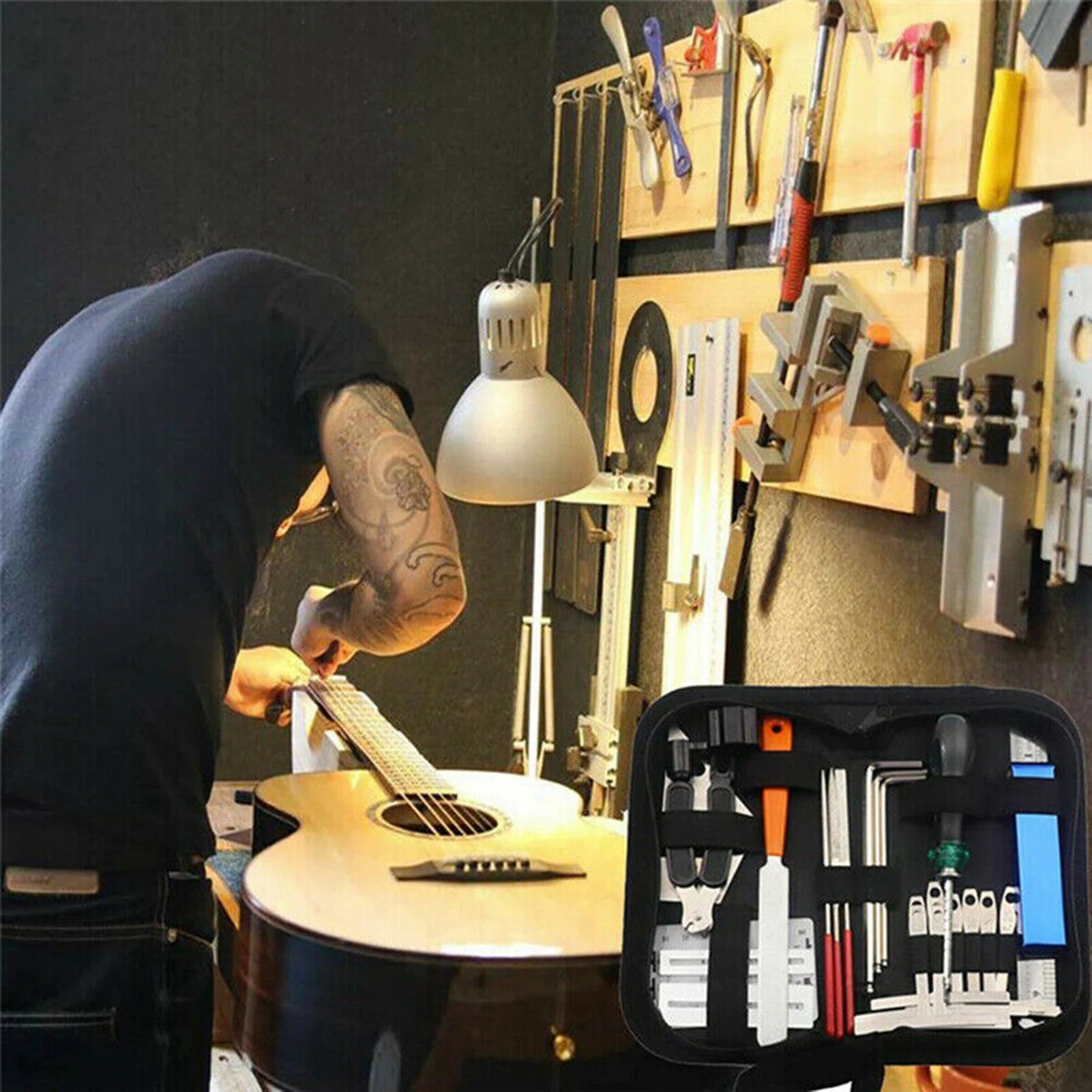 

Fulll Set Guitar Care Cleaning Repair Tools Kit Luthier Maintenance Tools Set Wrench Multifunctional Set Guitar Accessories