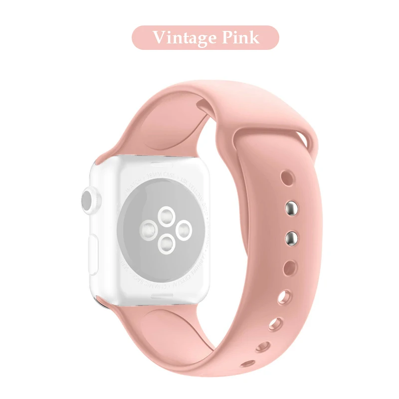 Vintage Pink Силиконовый сменный спортивный ремешок 38 мм 40 мм для Apple Watch Series 1 2 3 4 42 мм 44 мм ремешок на запястье для iWatch Sport Edition - Цвет: Vintage Pink