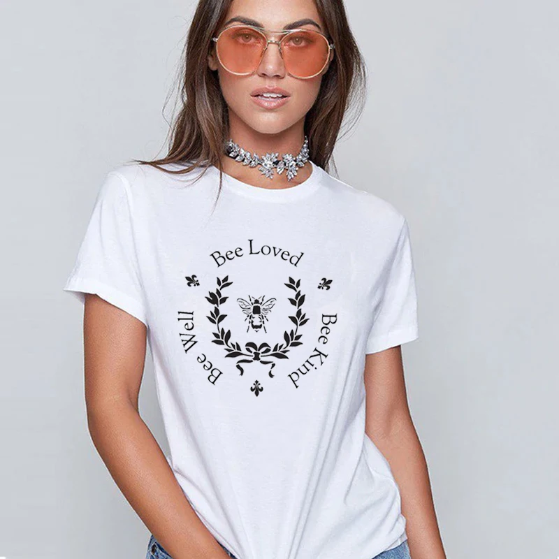 BEE kind Print t shirt for women 2020 new fashion tshirt femme Camiseta dibujos animados O-Neck vogue |