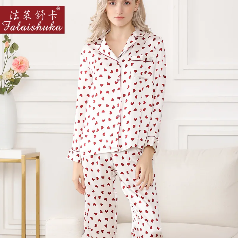 Lady Silk Stain Pajamas Floral Print High Quality 2020 Silk Homewears Spring Summer Full Sleeve Sleepwear Pajamas Sets Female