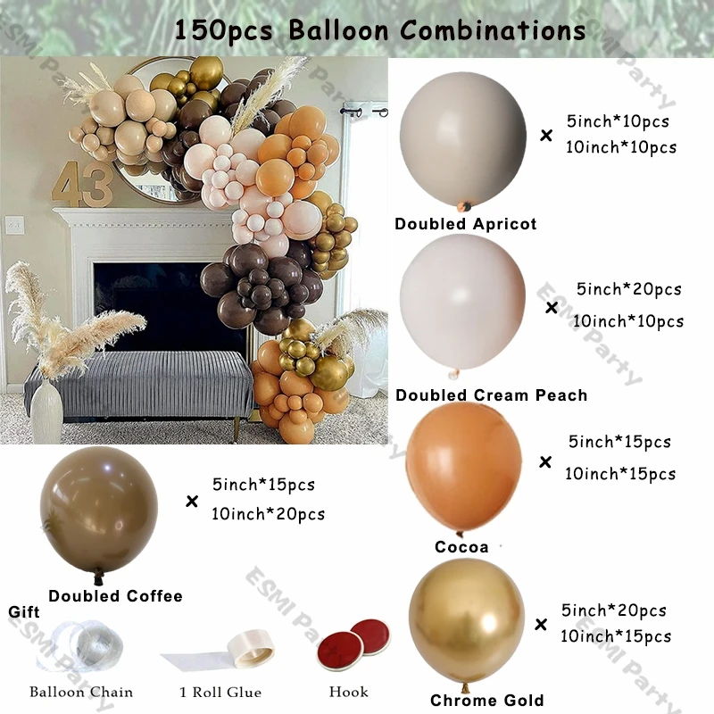 Wedding Birthday Balloon Garlan Arch Kit Decoration Doubled Blush Nude Apricot Metal Gold Ballons For Bride/Baby Shower Decor images - 6