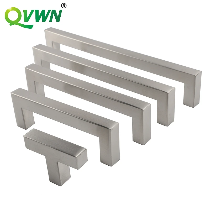 Квадратная черная дверная ручка QVWN из нержавеющей стали с зеркалом для двери