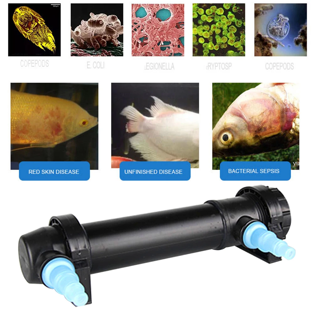 

5-24W Aquarium UV Sterilizer Lamp Water Cleaner Fish Tank Germicidal Lights LED Submersible Waterproof Bar Strip Lamp