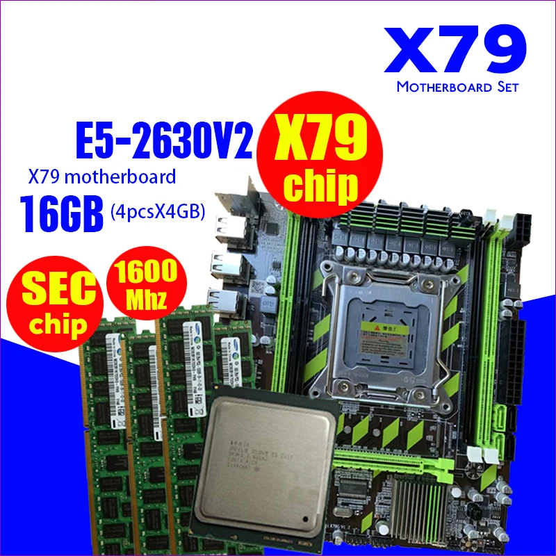 X79 X79G материнская плата LGA2011 mini ATX combos E5 2630V2 CPU 4 шт. x ГБ = 16 DDR3 RAM 1600 МГц PC3