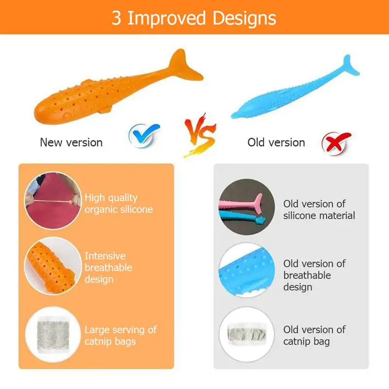 

Fish Shape Catnip Toy Silicone Cat Toothbrush Soft Catnip Cat Toy Pet accessories Cat Supplies