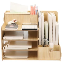 wooden pen holder desk organizer multifunctional desktop office organizer makeup stationary storage box home office storage rack