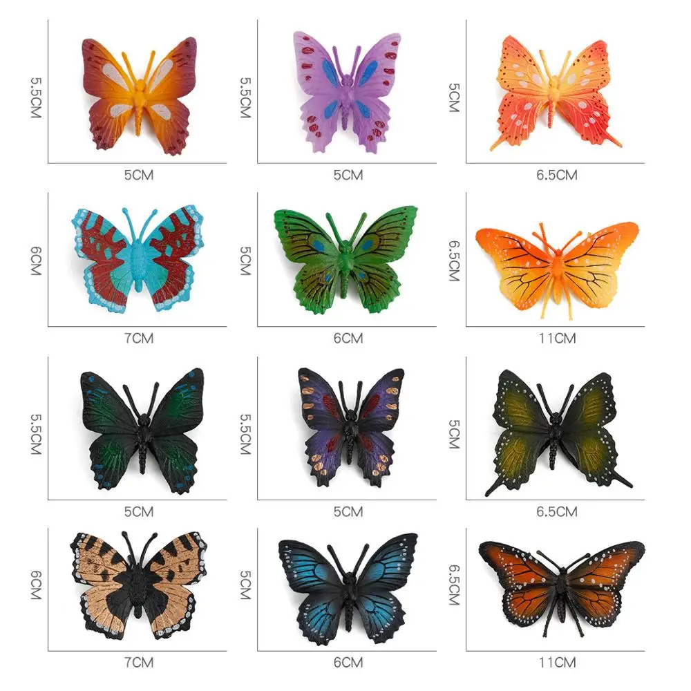 

6Pcs Simulation Butterfly Insect Animal Model Home Decoration Educational Gift For Children Kids Toys Garden Tree Deco
