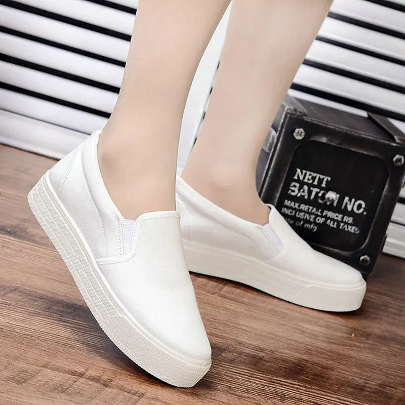 Tleni Women Flats Sports Shoes New 2018 low Canvas Solid Color wedges platform walking ZD-89 | Спорт и развлечения