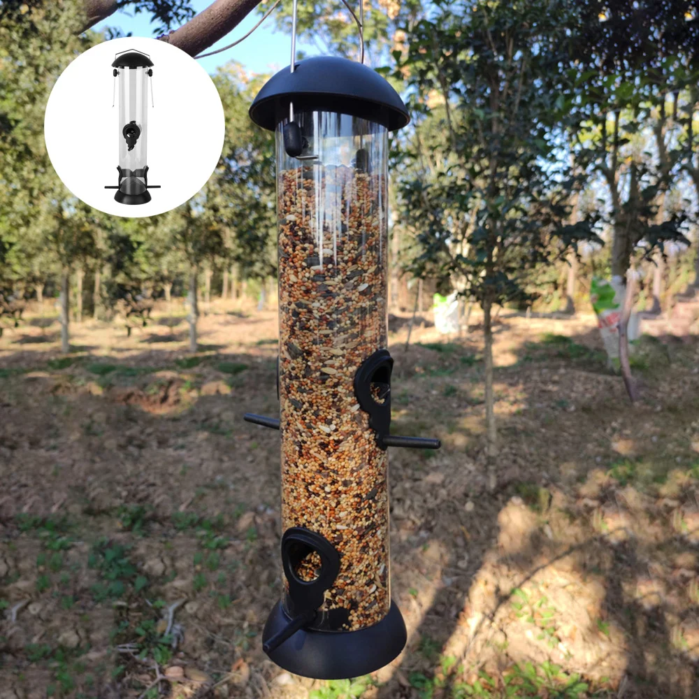 

1pc Outdoor Bird Feeder Garden Ornament Hanging Bird Feeding Tool(Black)