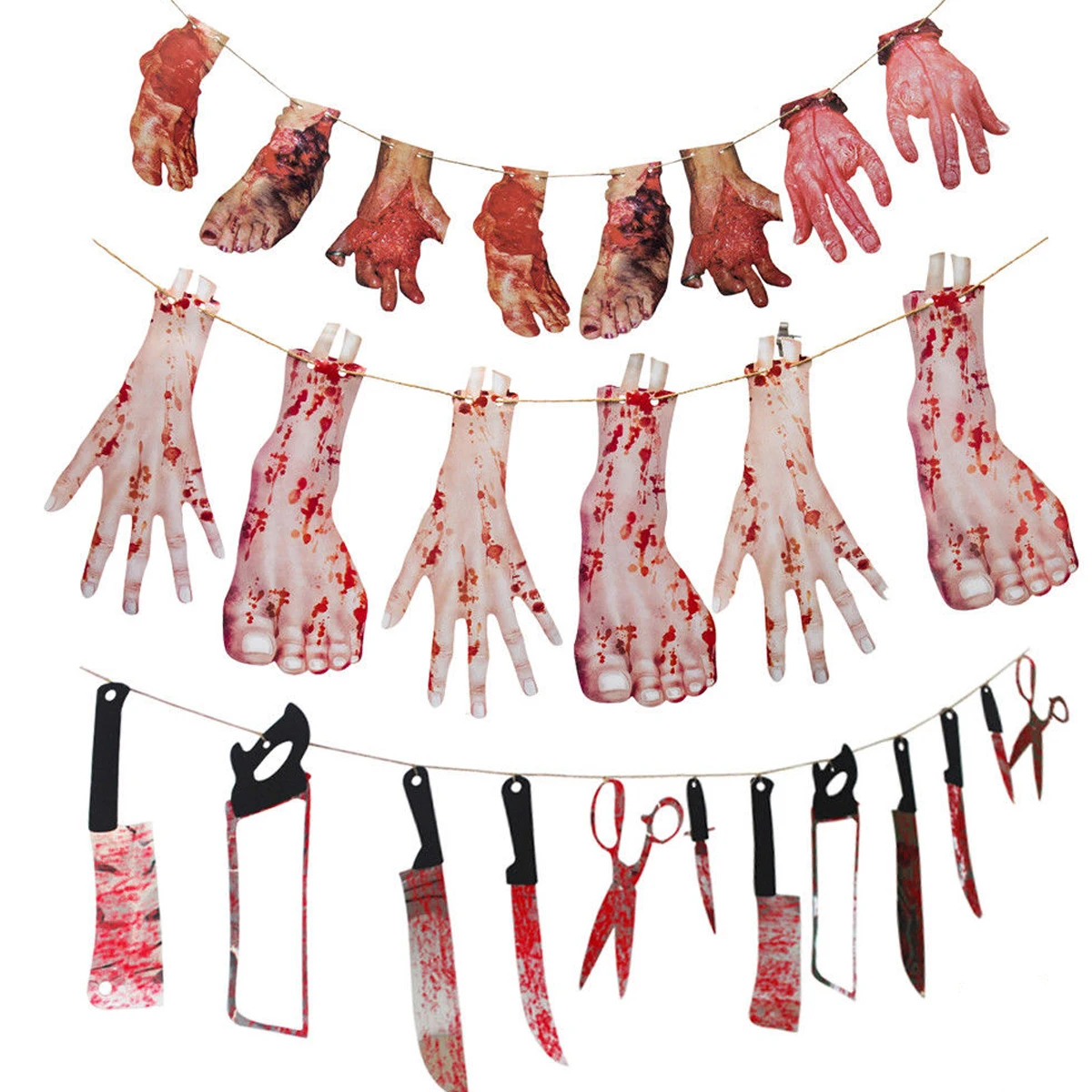

Hanging Bloody Hands Arms Halloween Horror Props Garland Banner Decoration 2