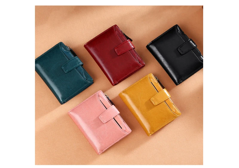 Genuine Leather Womens Wallets And Purses Coin Purse Girl Short Clutch Bags Card Holder Small Purses Carteira Feminina