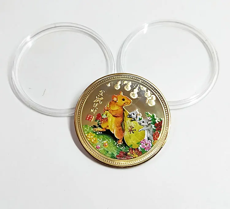 Памятная монета на новый год крысы сувенир в виде китайского зодиака