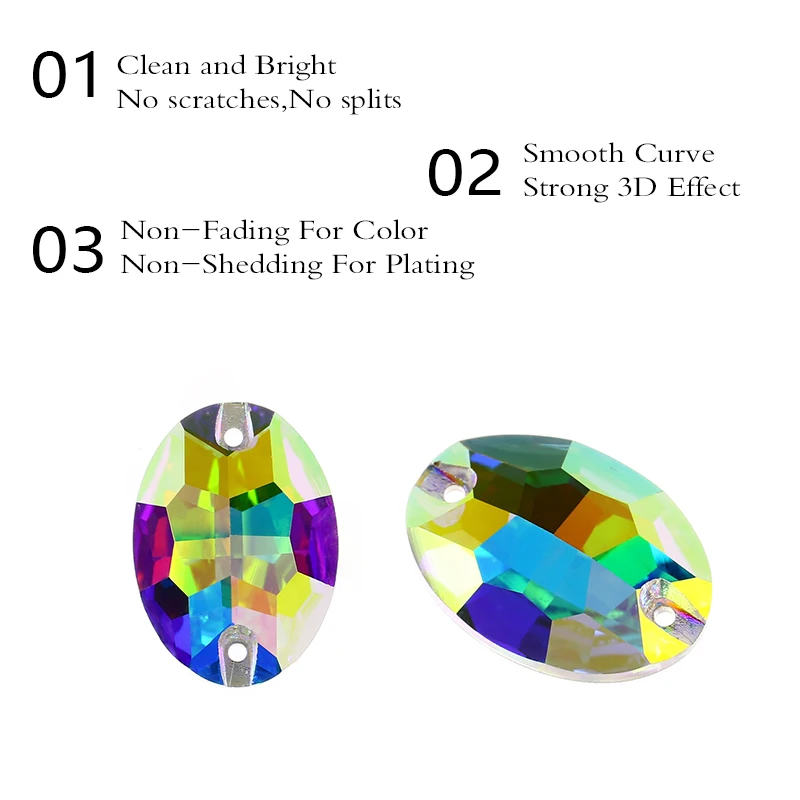 Овальные бриллианты AB Стразы для шитья Пришивные кристаллы и камни блестящие