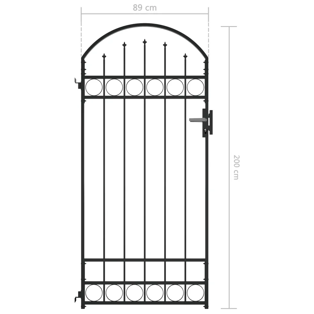 Wrought Iron Garden Gate Breeze View with Arched Top Steel 89X200 CM Black Modern Style Trellis Edging for Yard | Дом и сад