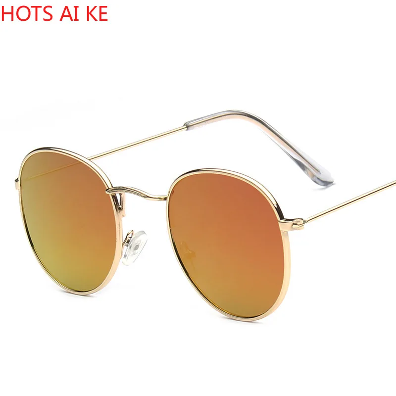 

Trendy Round Frame Ladies Sunglasses Colorful Reflective Glasses Mirror Shades for Women