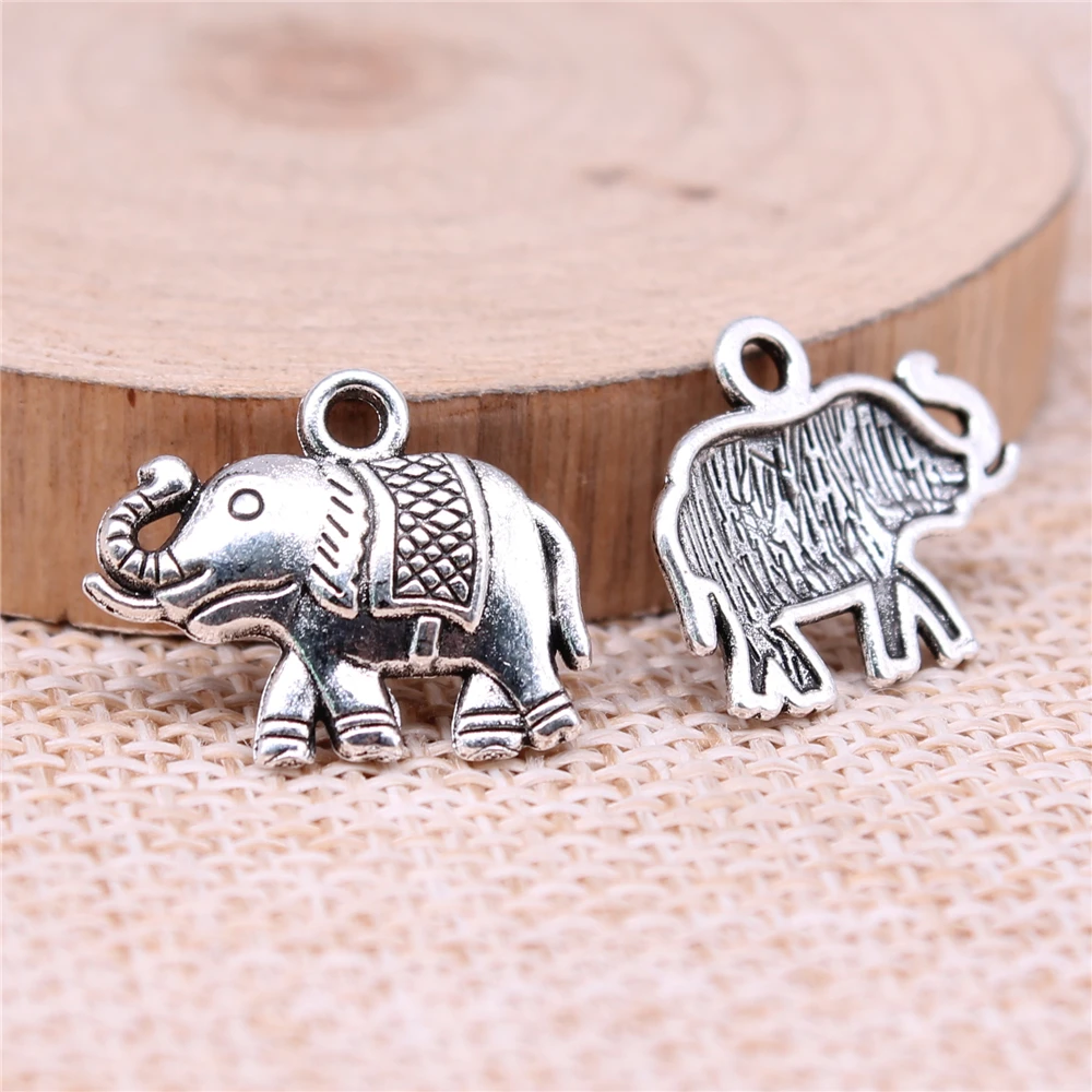 

Elephant Charms For Jewelry Making Findings Handmade DIY Craft 20pcs Antique Silver Color 18x15mm