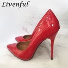Туфли-лодочки женские на высоком каблуке, красные, унисекс