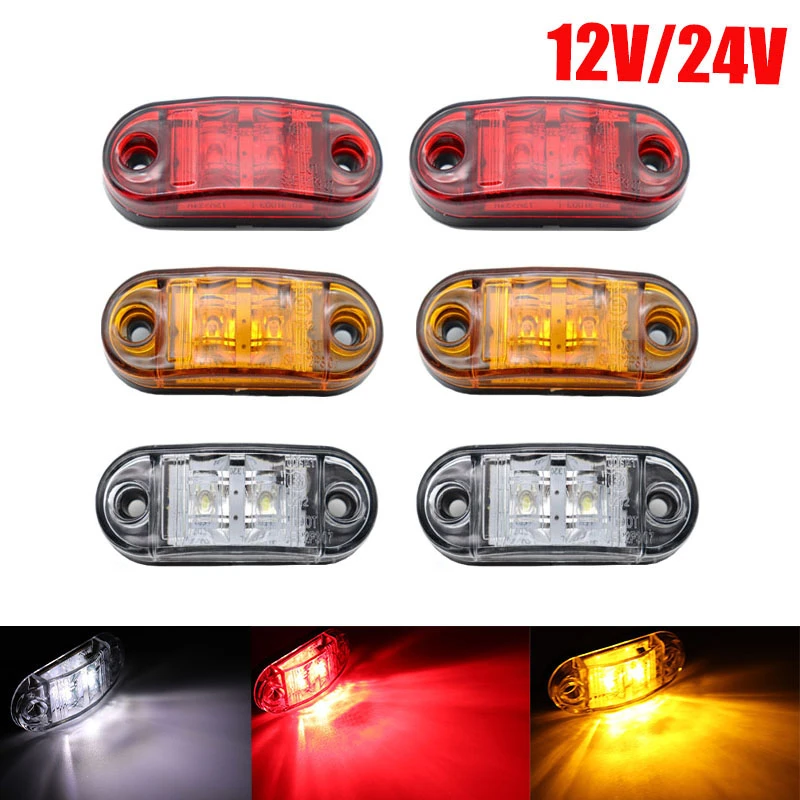 

12V/24V Side Marker LED Light Red/Yellow/White 6.5*3.6*1.2cm(LxWxH) 2pcs Lamp