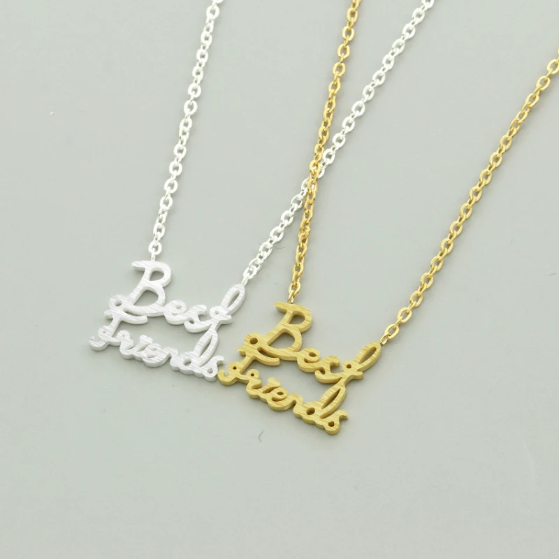 

Double names necklace Stainless steel "Best friend"necklace for Friends Gold Color Chain Statement Jewelry collar mujer