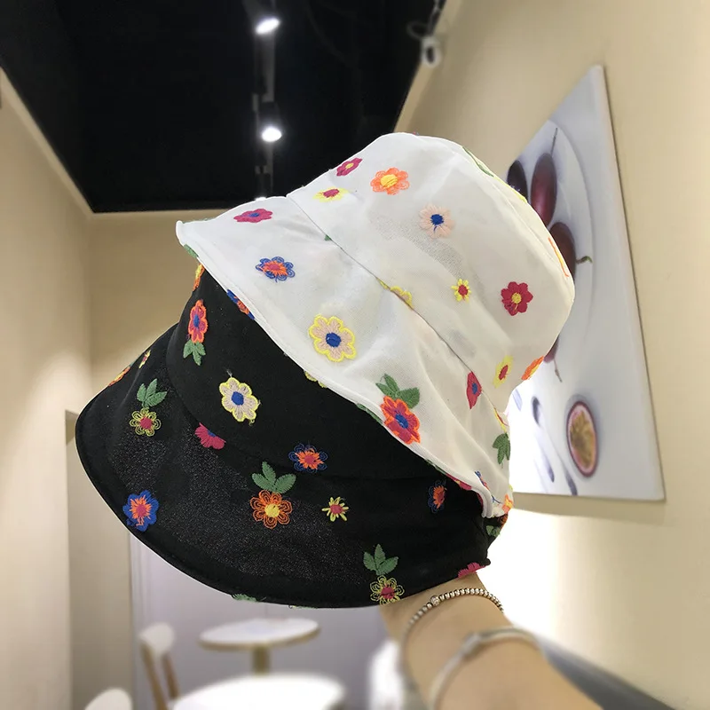 

Прозрачная складная шляпа в стиле хип-хоп с цветочной вышивкой