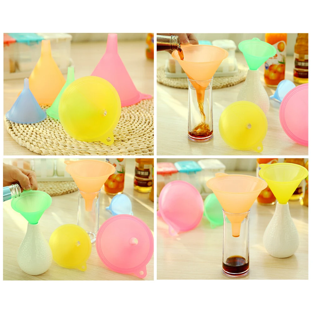 Pinkycolor Translucent 5pcs/set Kitchen Mini Funnel Food-grade Material Bar Wine Flask Funnels | Дом и сад