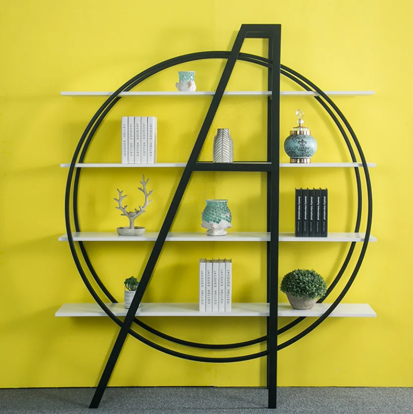 

Nordic Creative Shelf Partition Iron Art Living Room Bookshelf Office Entrance Screen Bookcase Floor Decoration Display Stand