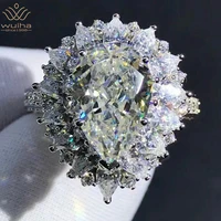 wuiha luxury solid 925 sterling silver pear 3ex 4ct vvs d color created moissanite gemstone wedding engagement ring fine jewelry