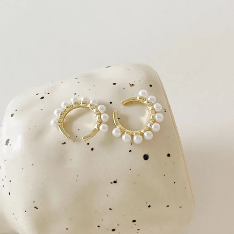 

Готические винтажные золотые волнистые геометрические Круглые двойные круглые серьги-Манжеты Для Пирсинга Ушей клипсы для женщин корейск...