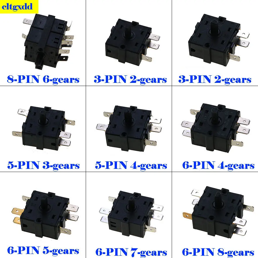 

1PCS 3/5/6/8PIN 2/3/4/5/6/7/8gears rotary switch can be rotated 360 degrees