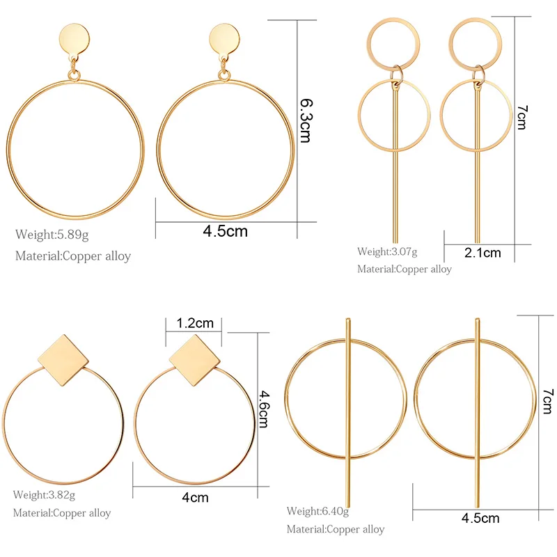 

Vintage Big Circle Hoop Earrings For Women 2020 Summer Fashion Statement Simple Gold Round Party Hanging Earrings Punk Jewelry
