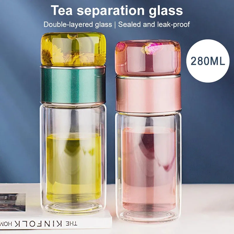 Бутылка для воды YMEEI из боросиликатного стекла с двойными стенками 280 мл | Дом и