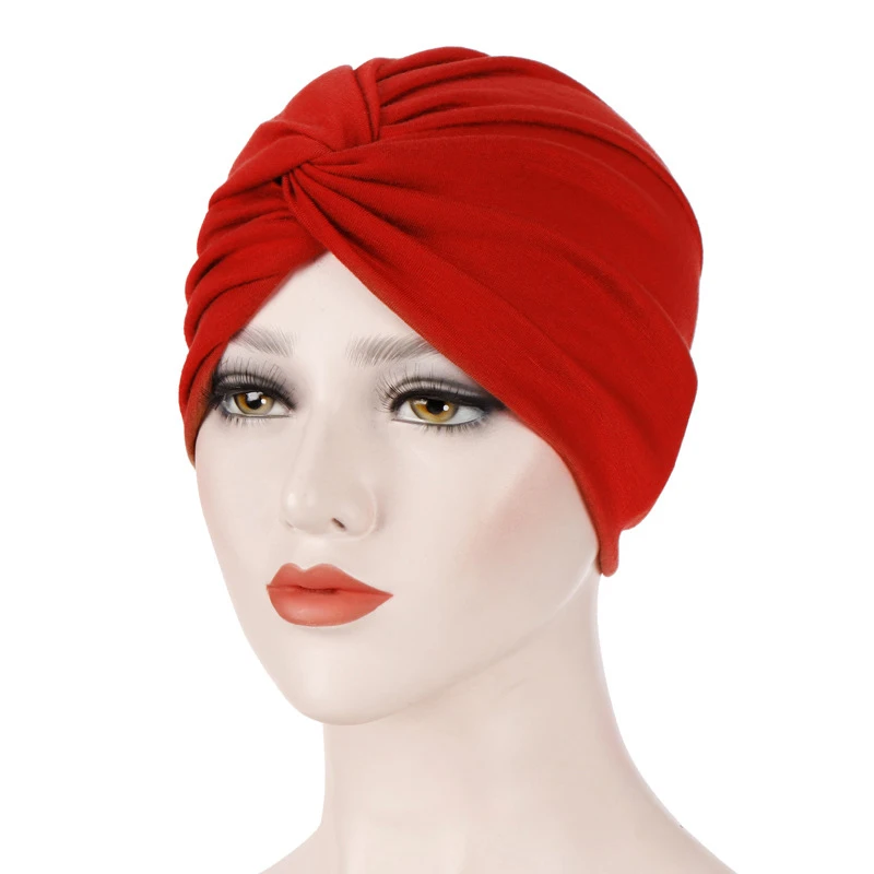 

Cosy Cotton Elastic Turban Hat Tied Knot Beanie Cap For Women Muslim Hijab Islamic Clothing Head Wrap Foulard Headwear Headwrap