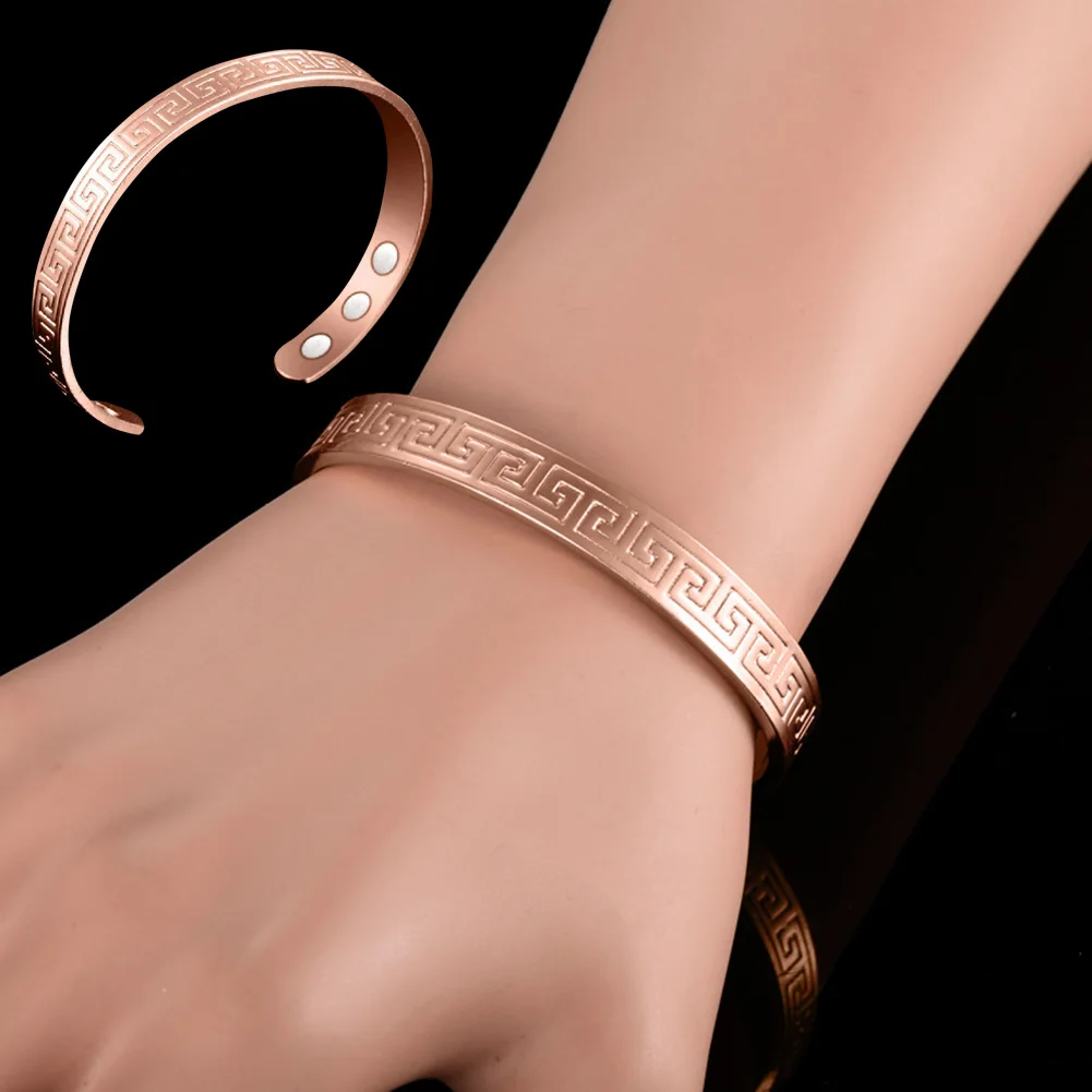Магнитный Открытый браслет из чистой меди терапия артрит Исцеляющие магниты