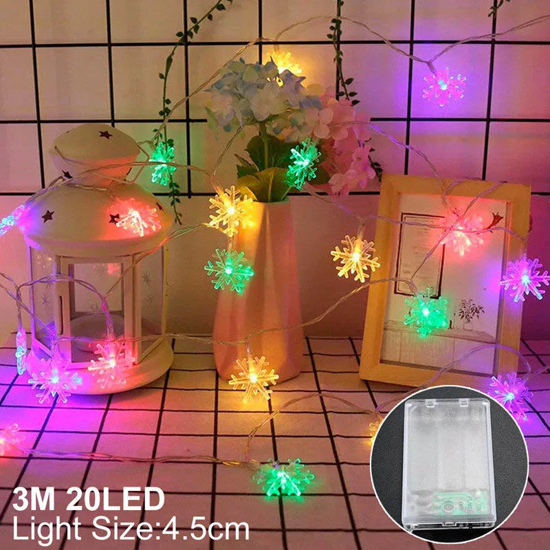 3M 20LED SNOW3 СВЕТОДИОДНАЯ Гирлянда со звездой лося, рождественские украшения, Рождественское украшение для дома, новогодний декор - Цвет: 3M 20LED SNOW3
