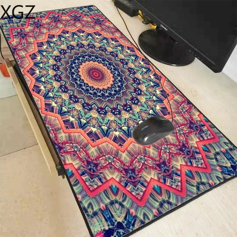 

XGZ Fashion Mandala 600x300 900x400MM Large Gaming Flower Mousepad Black Mouse Pad Lock Edge Laptop Pc Game for CSGO LOL