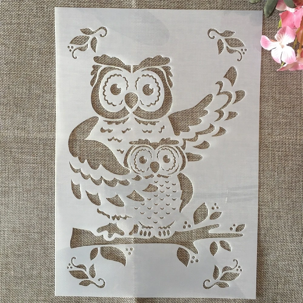 

A4 29cm Cartoon Owl Parent and Baby DIY Layering Stencils Wall Painting Scrapbook Coloring Embossing Album Decorative Template