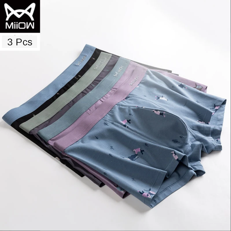 

Brand MiiOW Underwear Men's Cotton Antibacterial Boxer Shorts Breathable Boys Modal Ice Silk Crotch Boxer Shorts for Adults