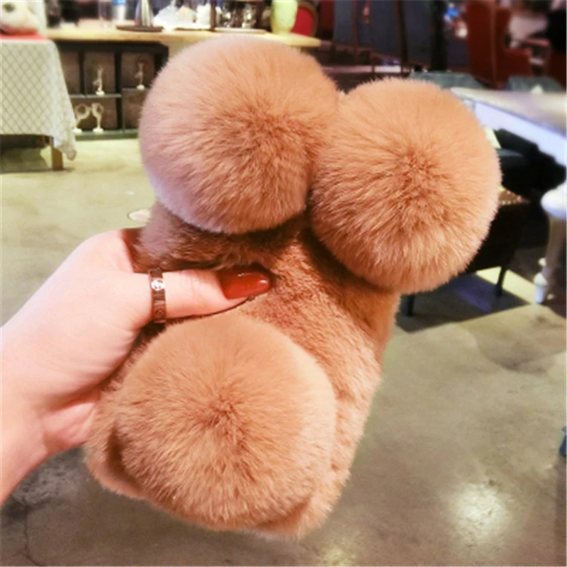 3d furry fluffy case for iphone 12 mini 12 pro max se 2020 x 10 6 6s 7 8 plus xr xs max warm soft bunny hair plush phone cover free global shipping