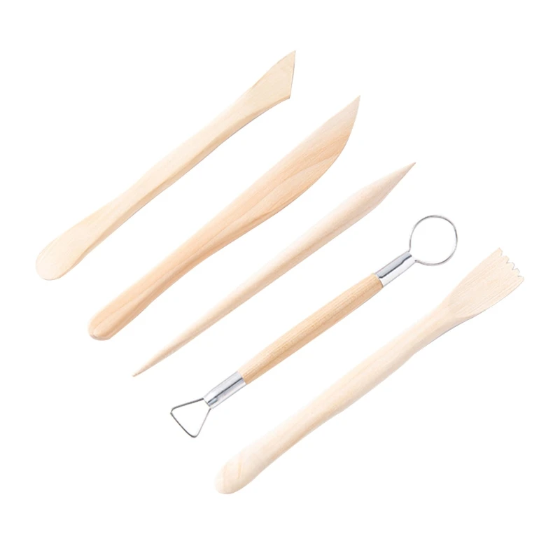 

Pack of 5 Sculpt Tool Kits Wooden Pottery Clay Sculpting Hand Tool Kit for artists Beginners Student Children Adults
