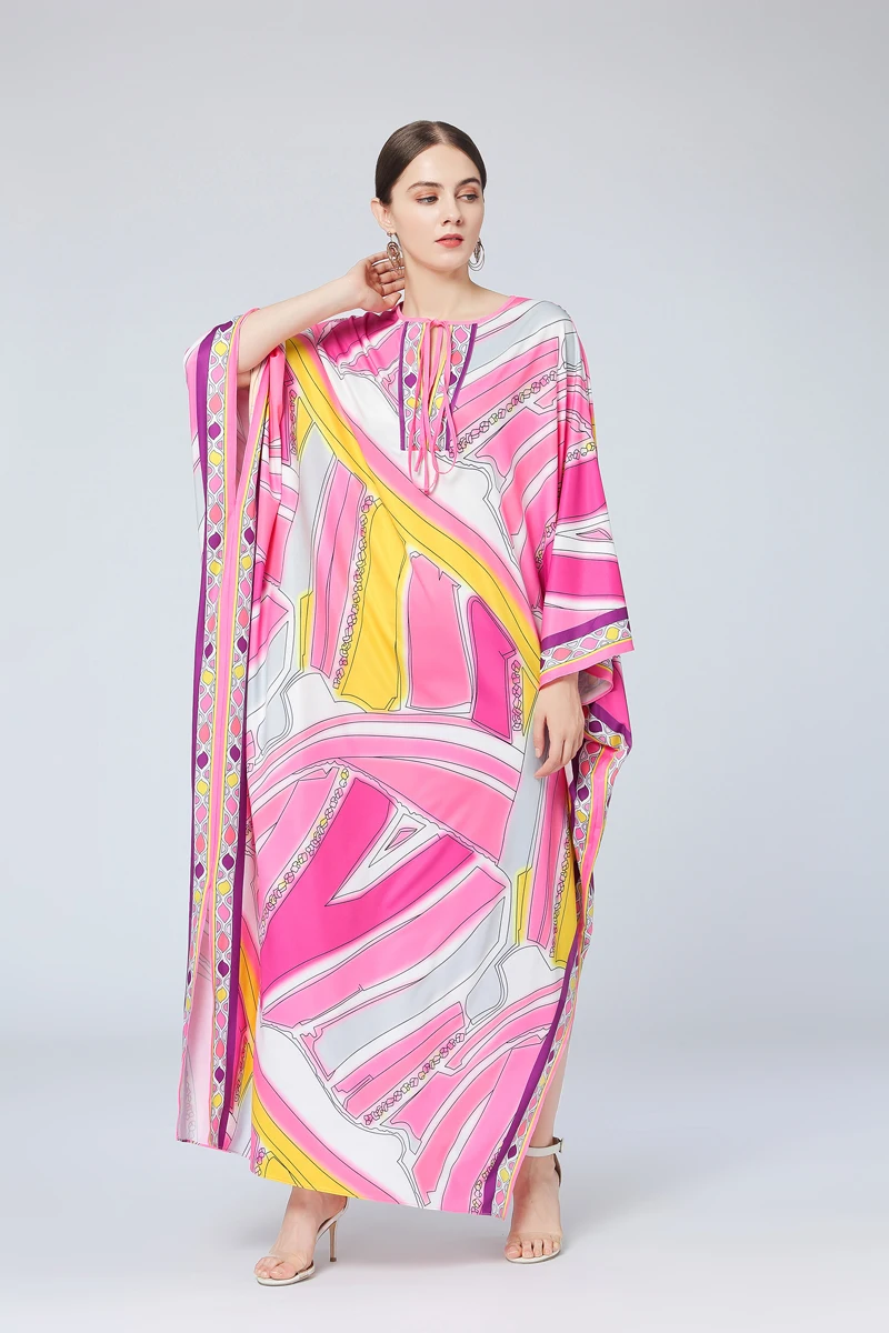 

Women's Runway Dresses O Neck Lace up Long Sleeves Printed High Street Fashion Designer Autumn Robes