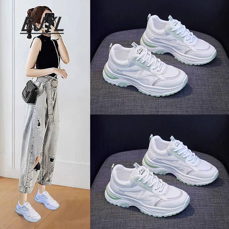 

2021 summer breathable women's shoes ins tide new wild thin mesh white sports net shoes