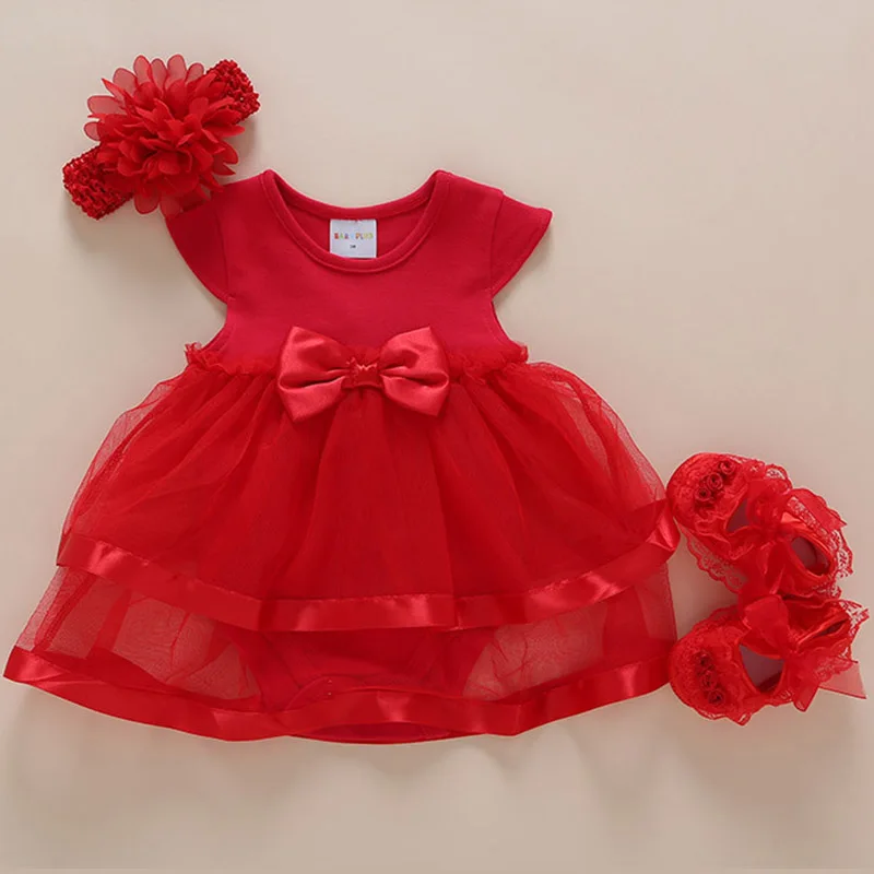 Комплект детской летней одежды для девочек хлопковое красное свадебное платье