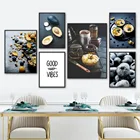 Самоклеящаяся картина, настенная наклейка, Пончик, кофе, авокадо, яйцо, Tart, фрукты, еды, скандинавские постеры, принты, картины для украшения дома